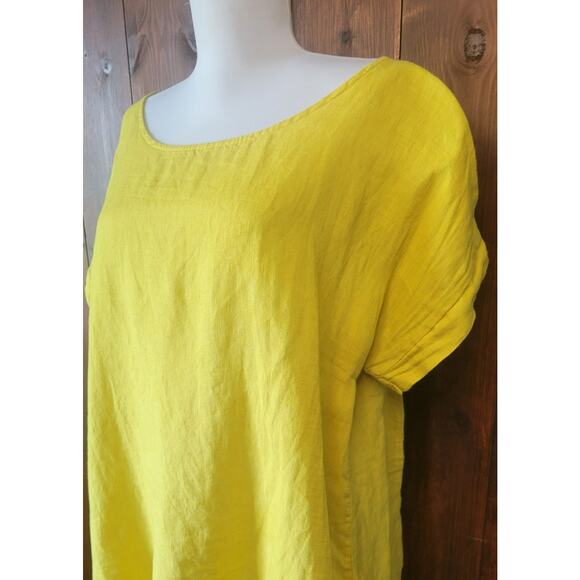 Terzo Millennio Women Small Yellow Linen Blouse Shell Button Back Made in Italy - Picture 5 of 10